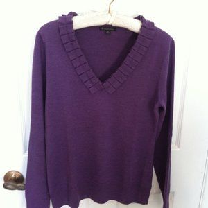 Brooks Brothers Purple V-Neck Wool Sweater. Size Medium (M).
